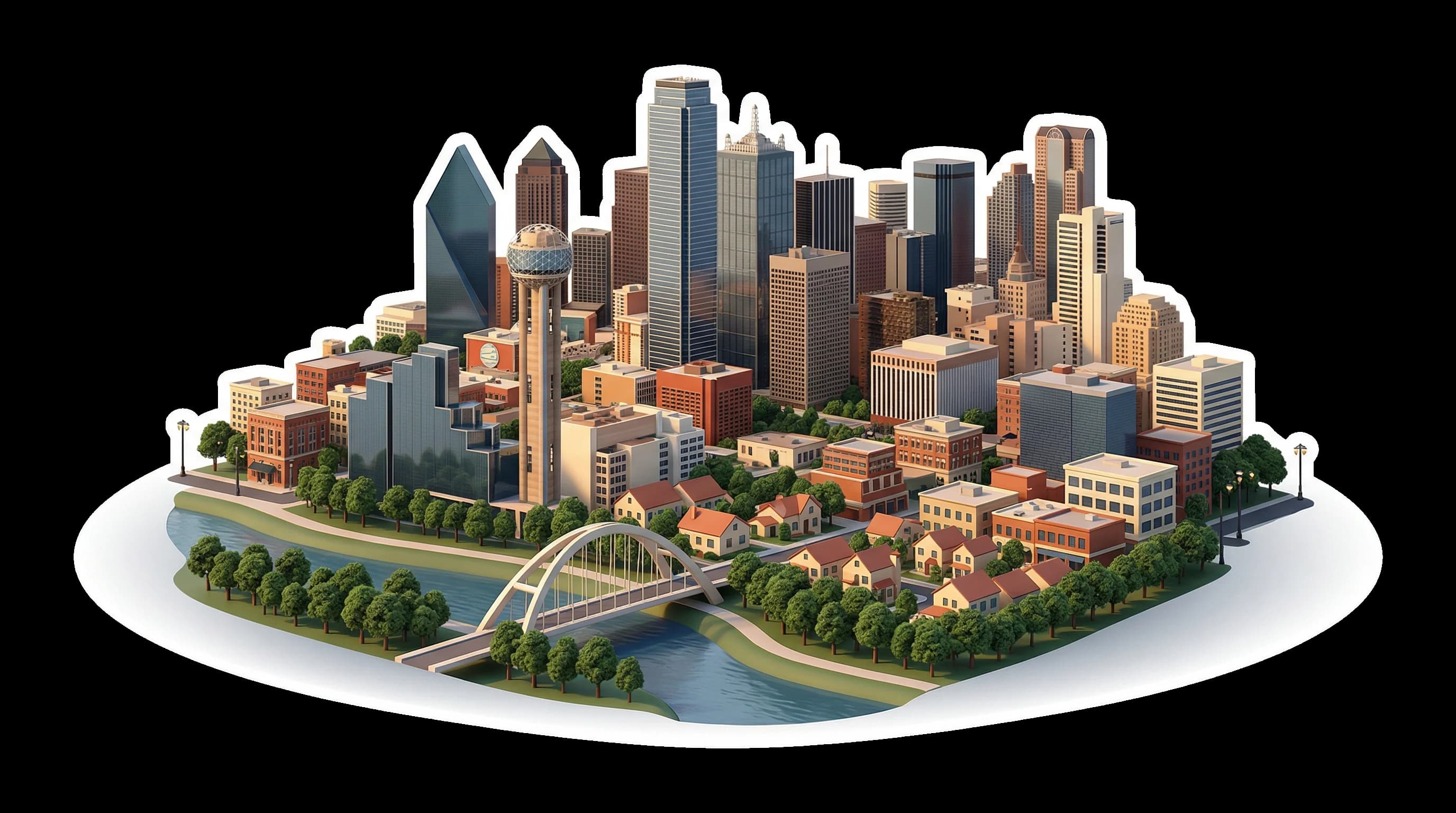 Dallas, TX isometric illustration