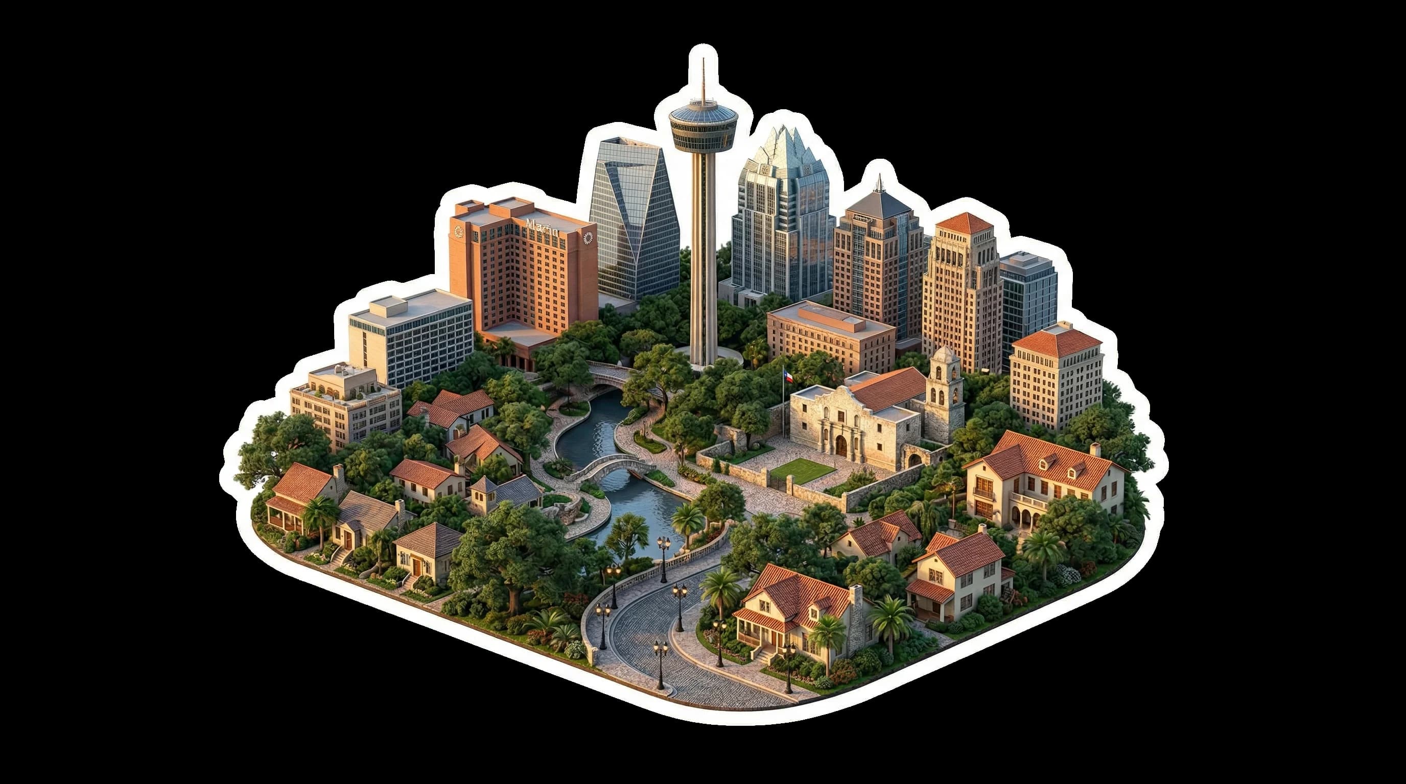 San Antonio, TX isometric illustration