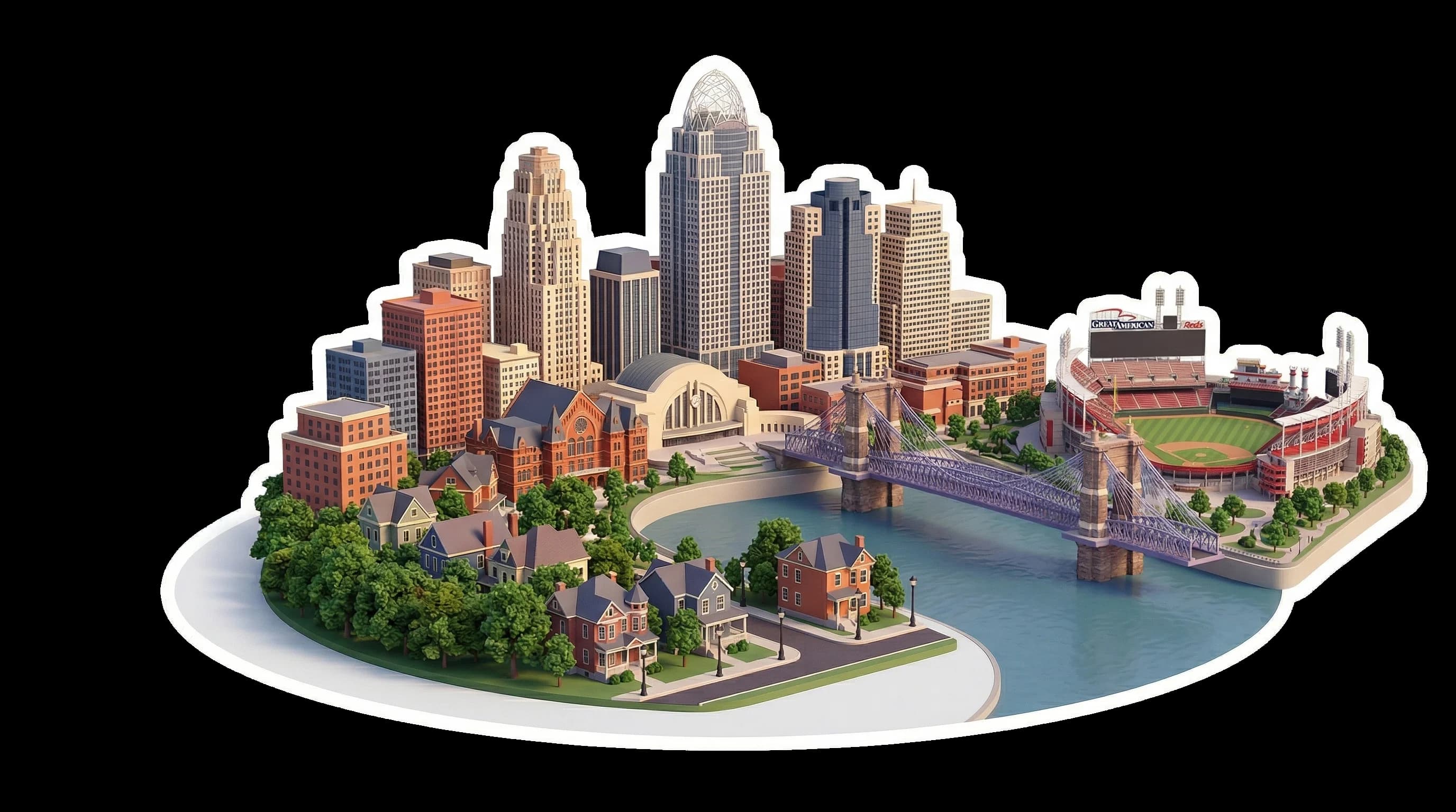Cincinnati, OH isometric illustration