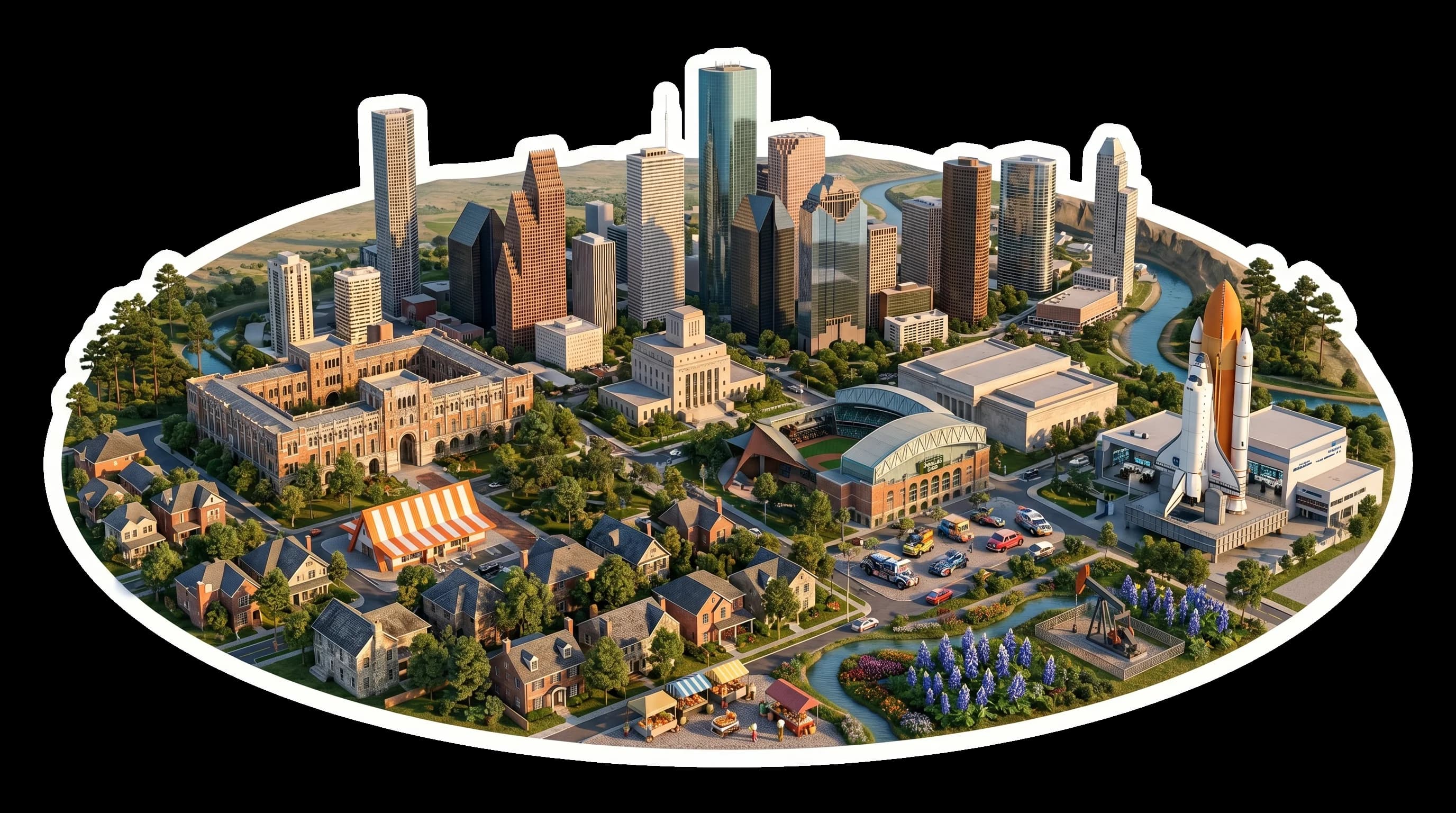 Houston, TX isometric illustration
