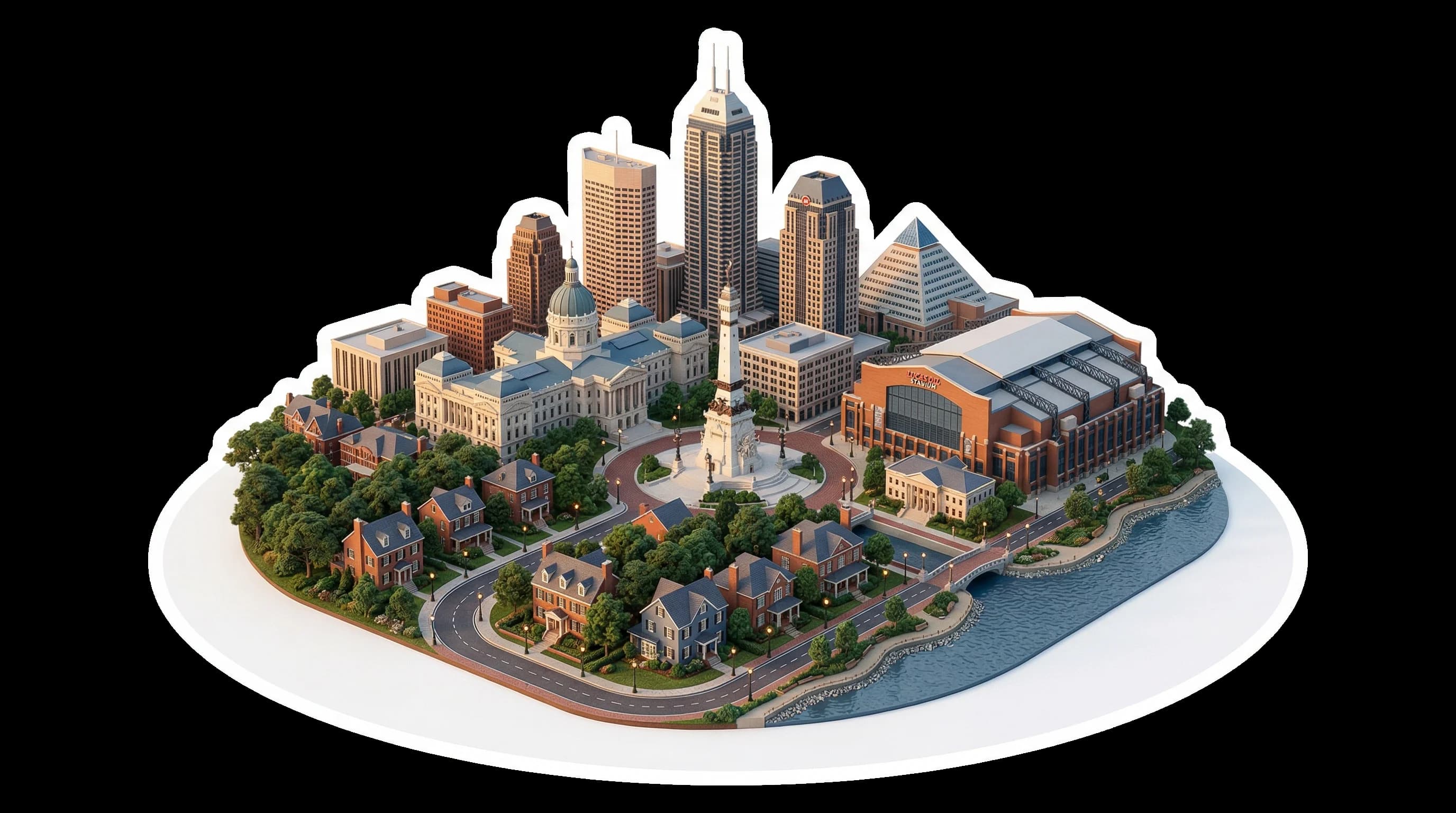 Indianapolis, IN isometric illustration