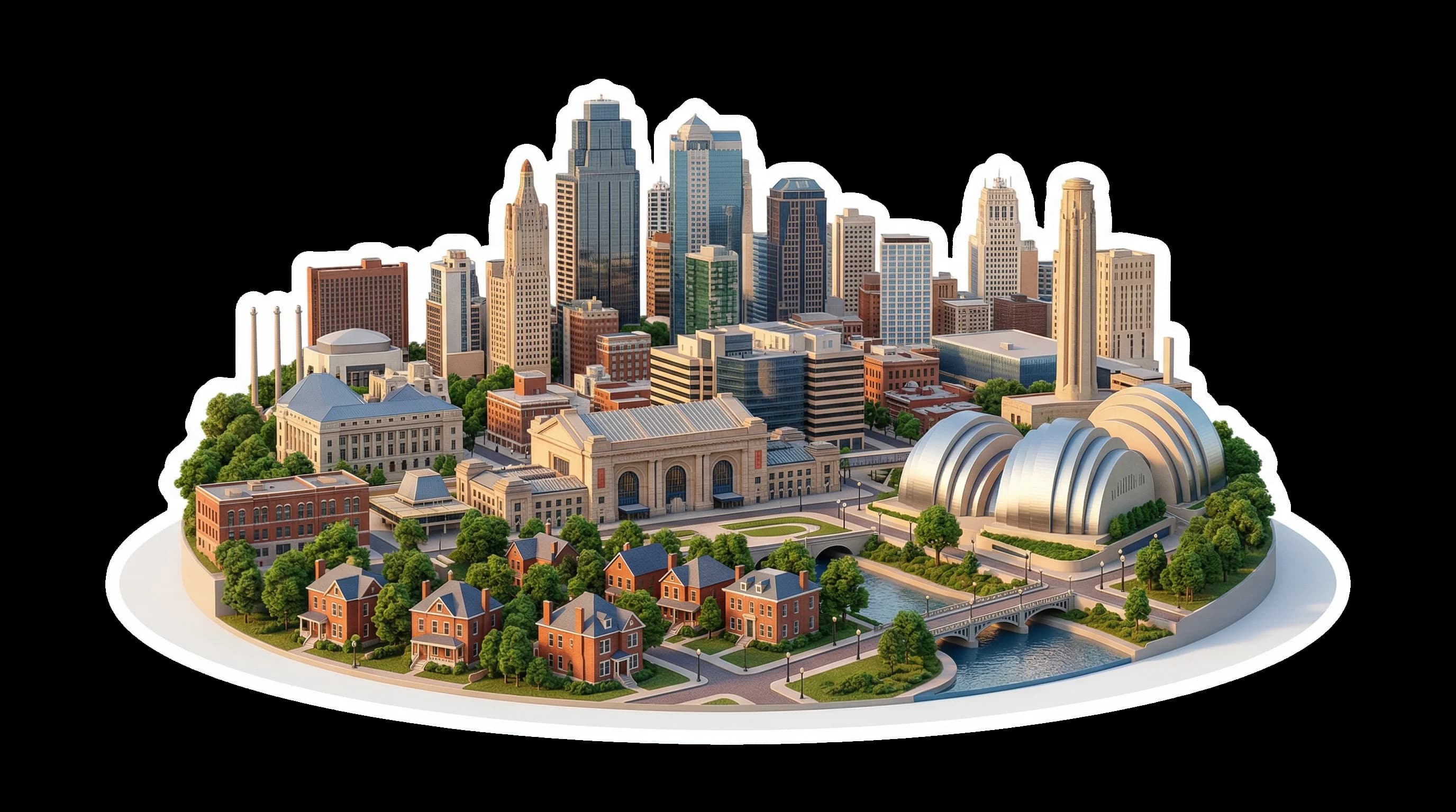 Kansas City, MO isometric illustration