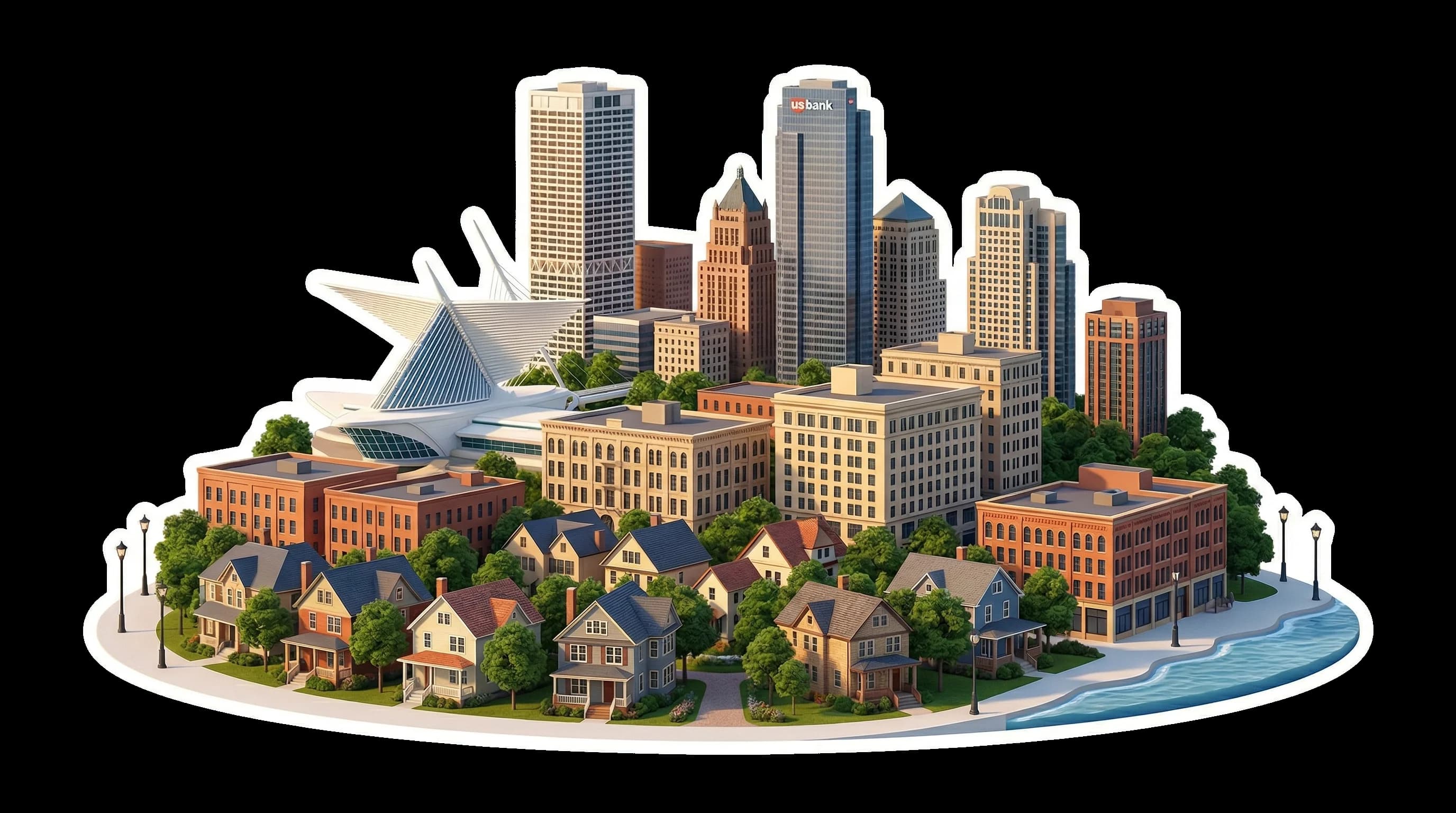 Milwaukee, WI isometric illustration
