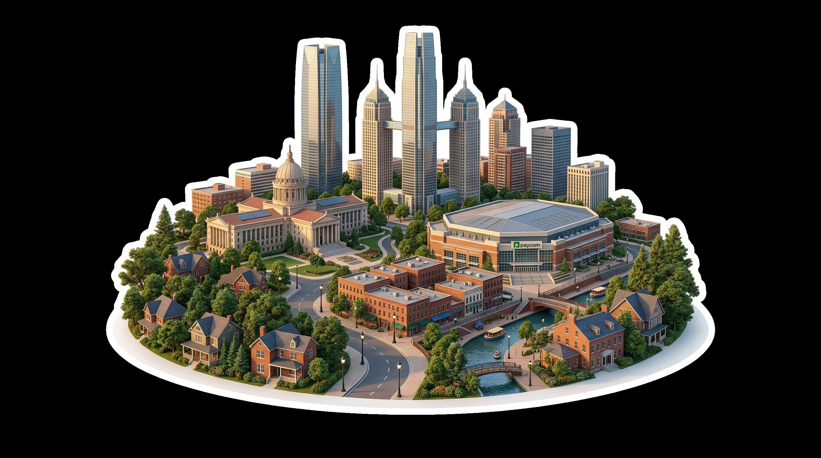 Oklahoma City, OK isometric illustration