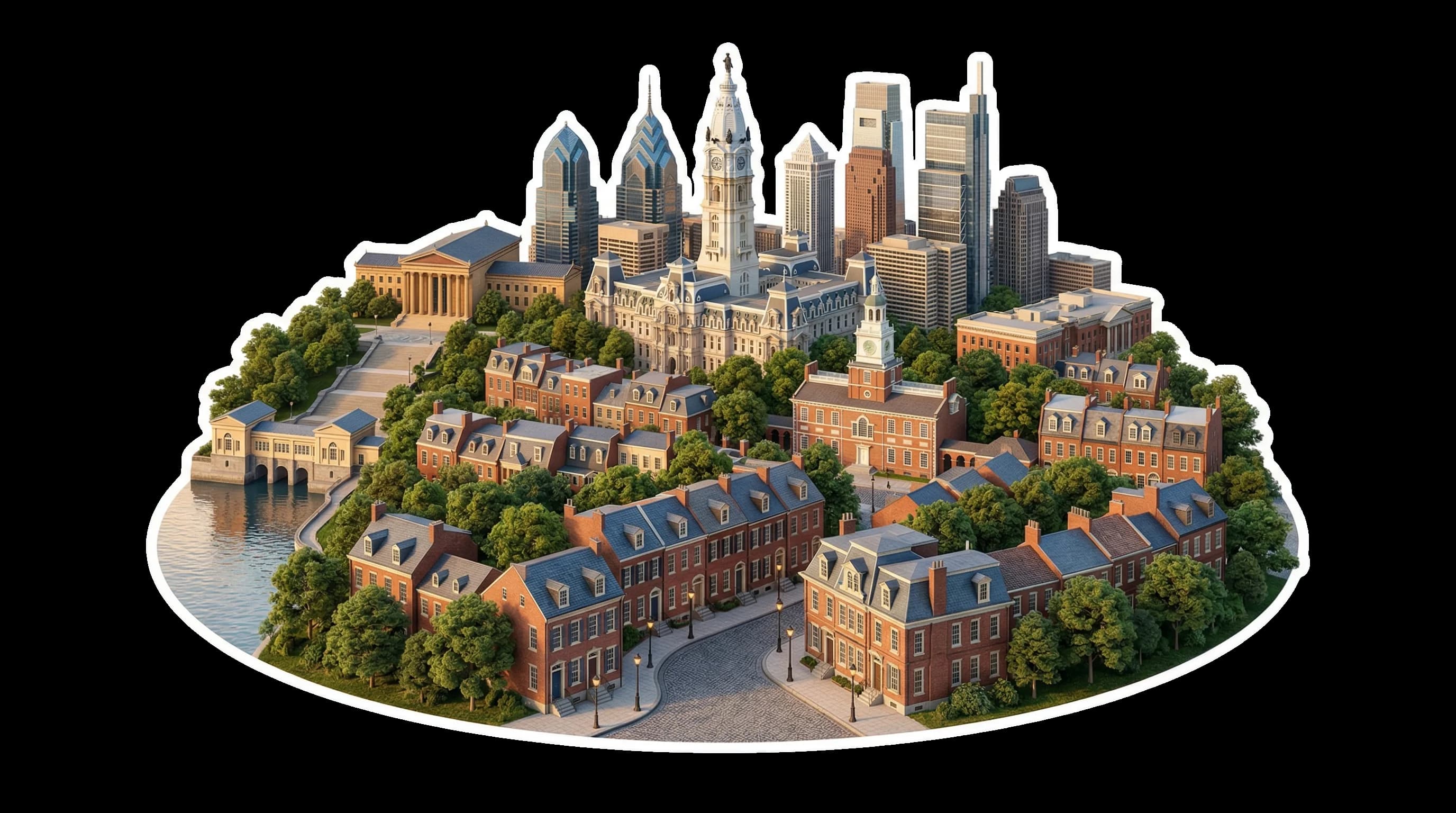 Philadelphia, PA isometric illustration