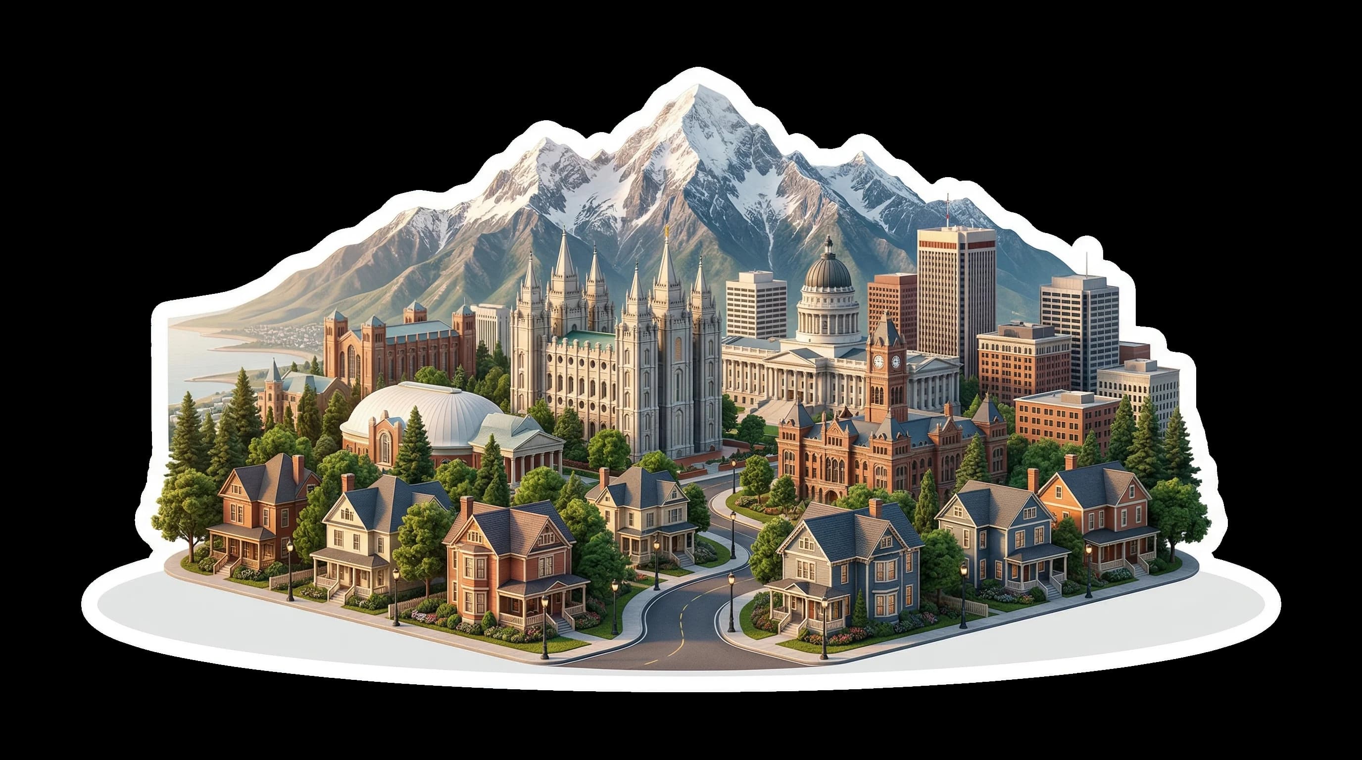 Salt Lake City, UT isometric illustration