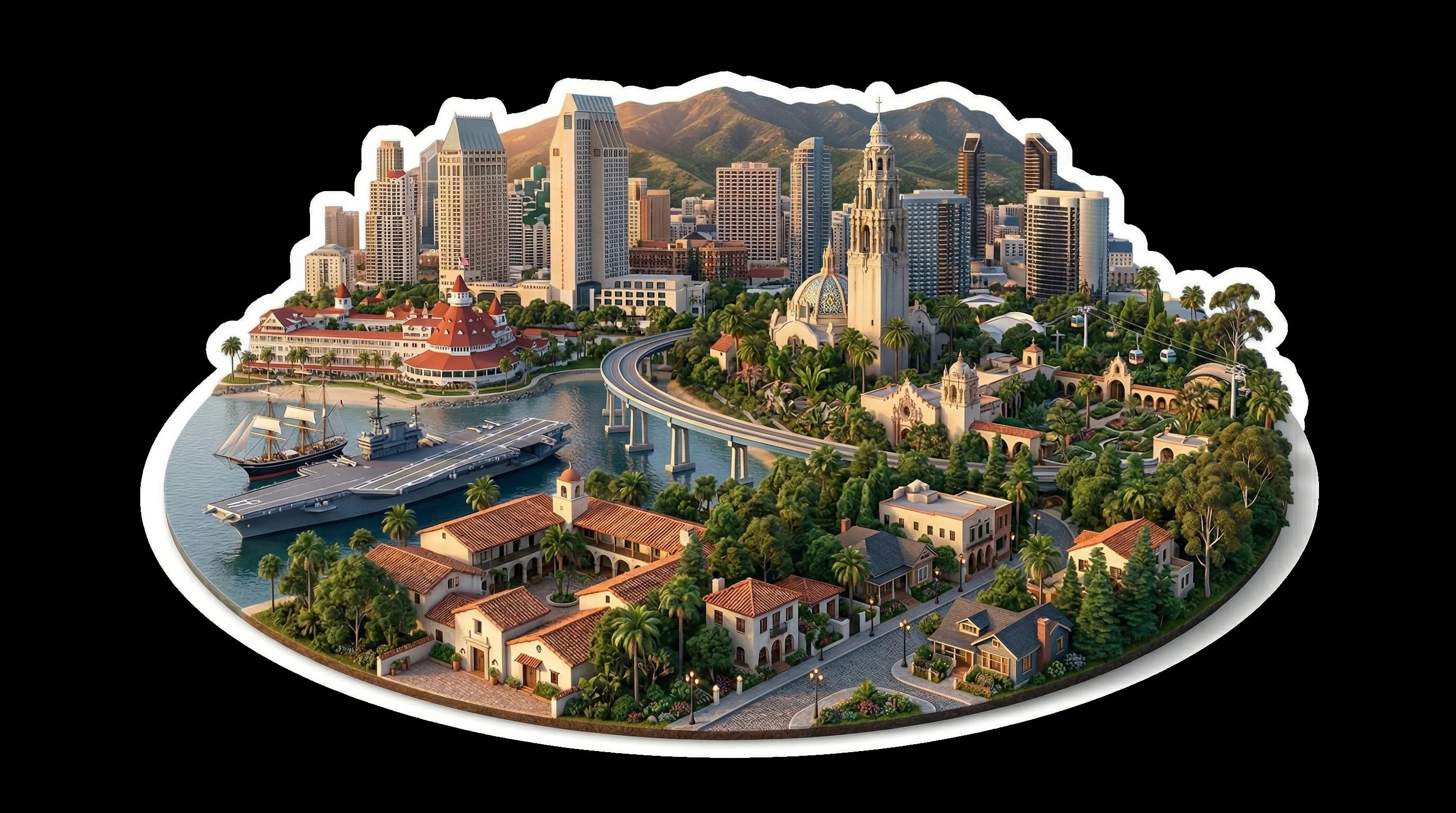 San Diego, CA isometric illustration